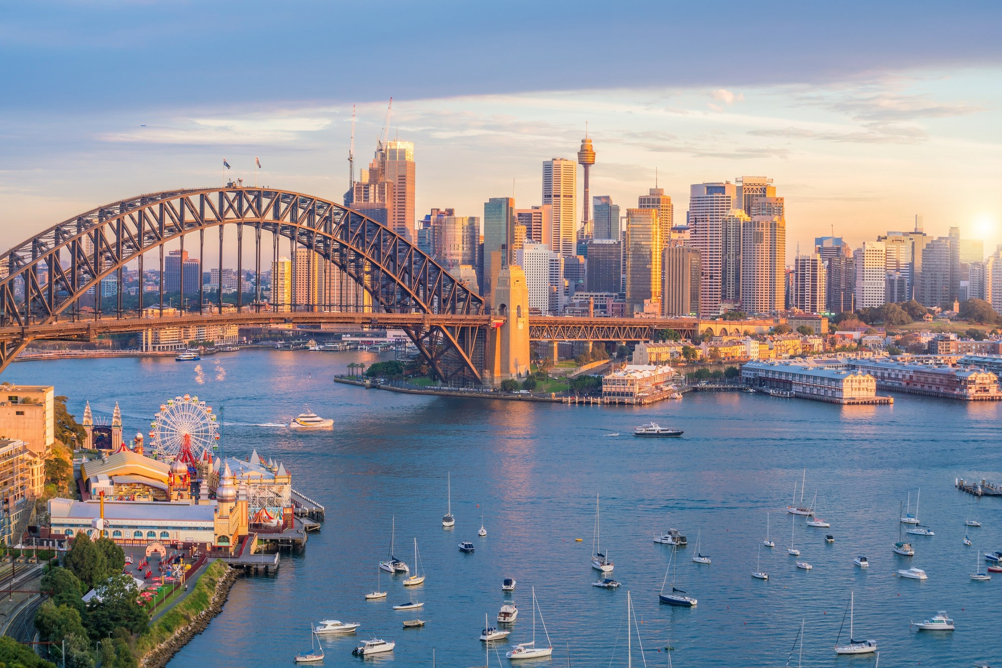 downtown-sydney-skyline-australia-from-top-view-twilight-min Image