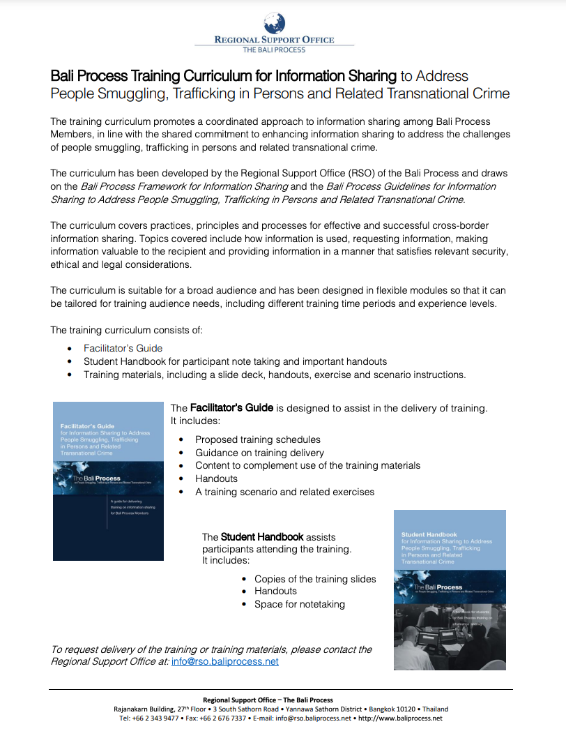 Overview of Information Sharing Training Curriculum-Resources Image